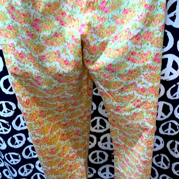 FLORAL WORK ORDER ANKLE/CROP PANTS ZIP FRONT SZ 4 PINK/GREEN/CREAM - Picture 8 of 12